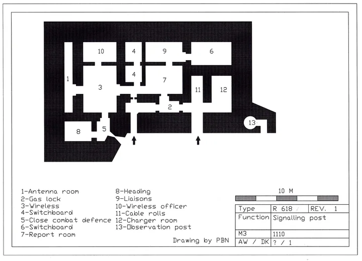 Bunkertegning af 618 – Kommunikationsbunker til højere officerer