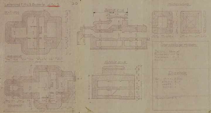 Bunkertegning af S414 – Ildleder bunker til store batterier