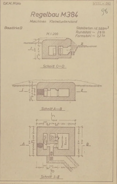 Plantegning af bunkertype m384
