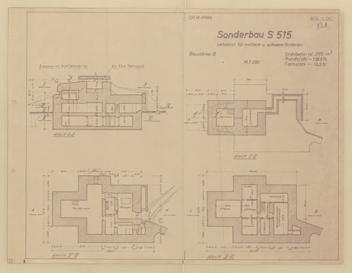 Bunkertegning af S515 – Ildleder bunker til medium og tunge batterier