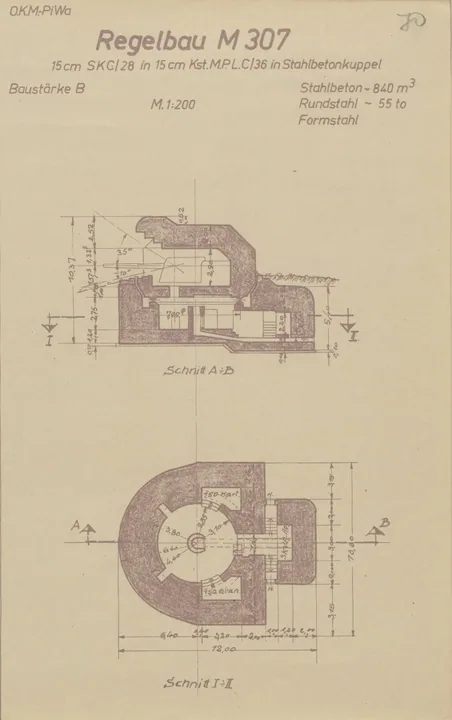 Plantegning af bunkertype m307