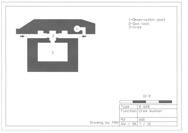 Bunkertegning af 628 – Mandskabsbunker til en gruppe