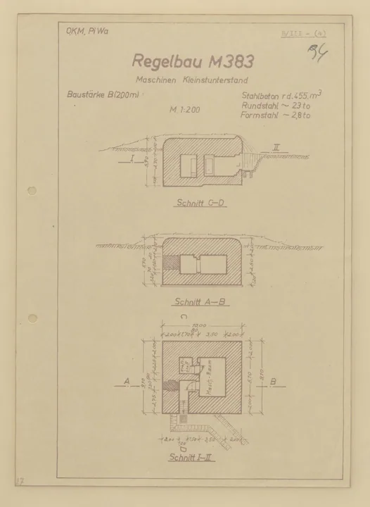 Bunkertegning af M383 – Maskineribunker til 2 dieselgeneratorer op til 68kVA