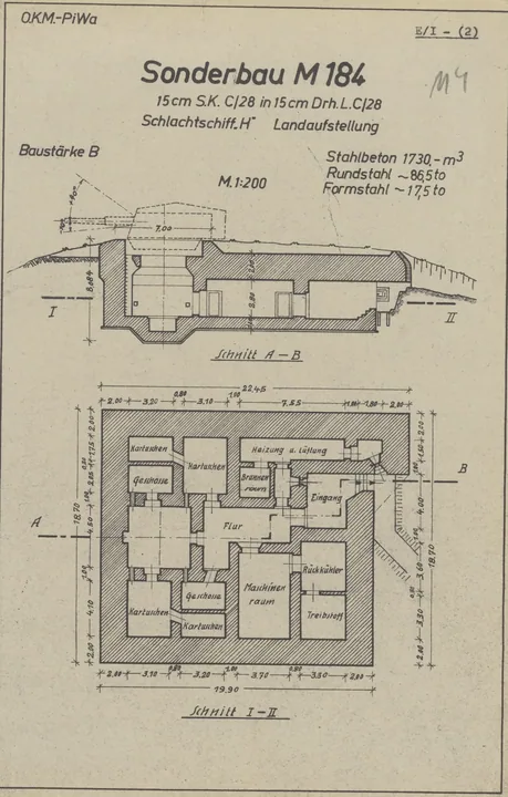 Plantegning af bunkertype m184