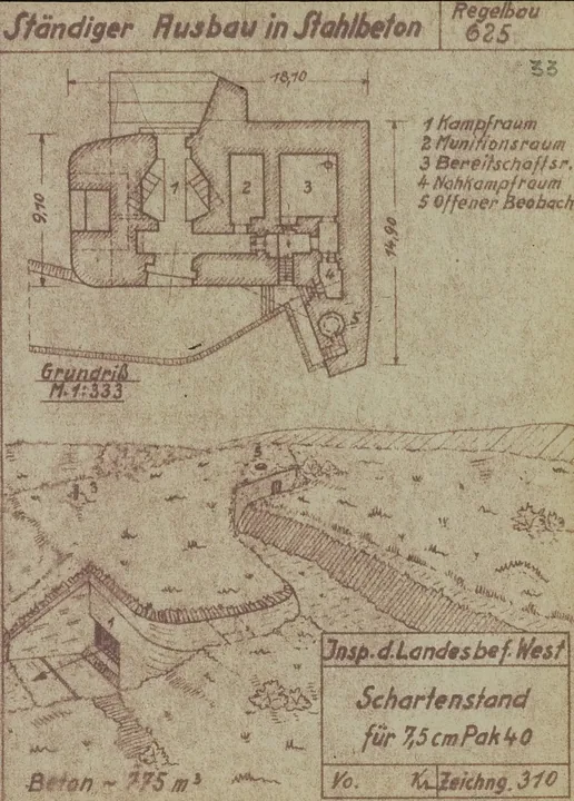 Plantegning af bunkertype 625