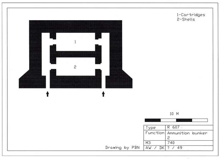 Bunkertegning af 607 – Amunitionsbunker II