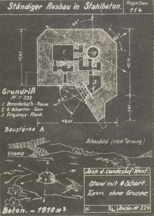 Plantegning af bunkertype 114a-neu