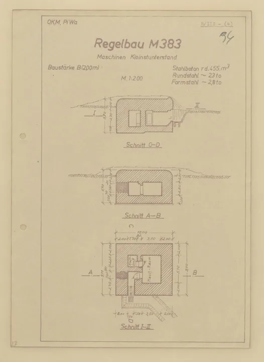 Bunkertegning af M383 – Maskineribunker til 2 dieselgeneratorer op til 68kVA