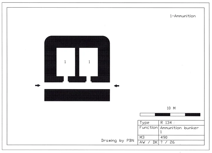 Bunkertegning af 134 – Ammunitionsbunker I
