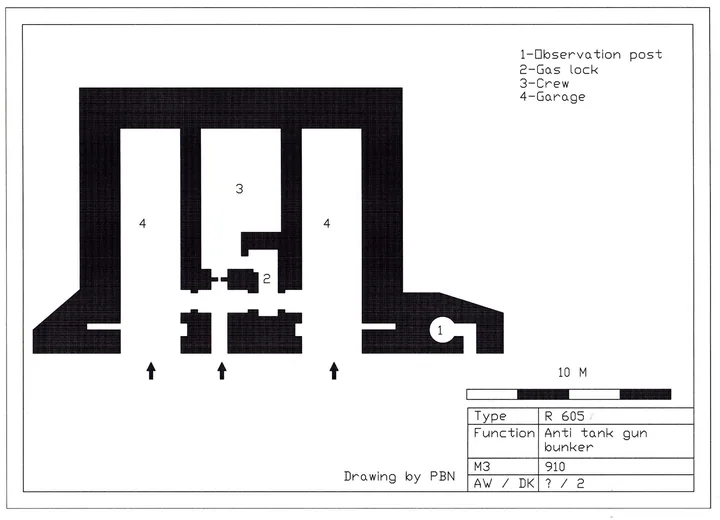 Bunkertegning af 605 – Kanonbunker II
