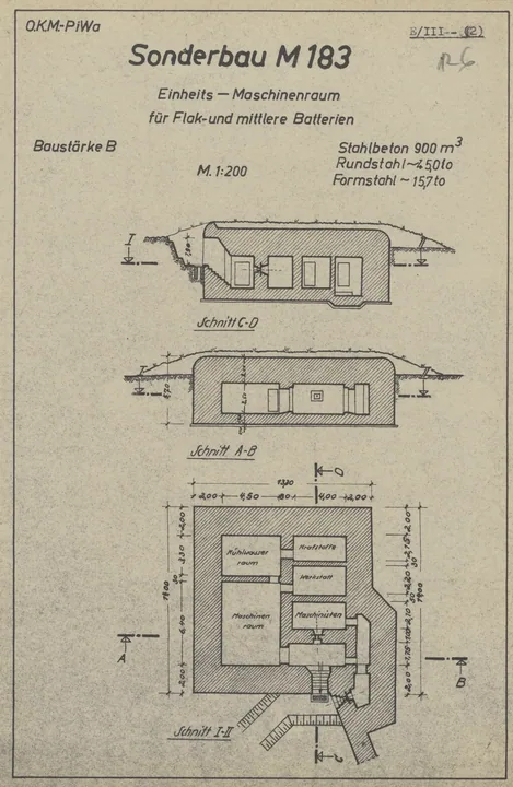 Plantegning af bunkertype m183