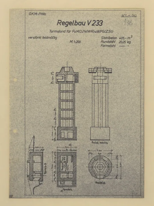 Bunkertegning af V233 – Bunker til Mammut radar fuMO214