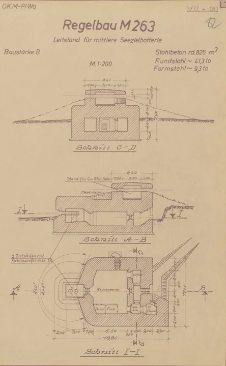 Bunkertegning af M263 – Ildleder bunker til mellem og små batterier
