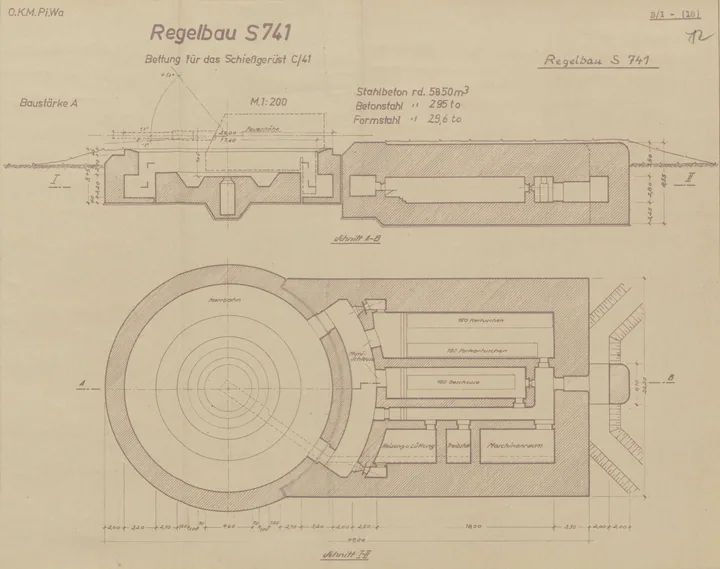 Bunkertegning af S741 – Emplacement for land carriage C/41