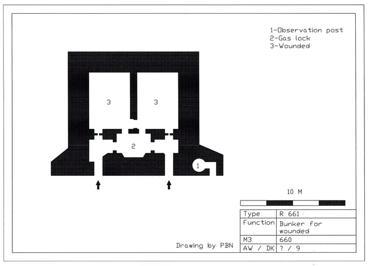 Bunkertegning af 661 – Bunker til sårede