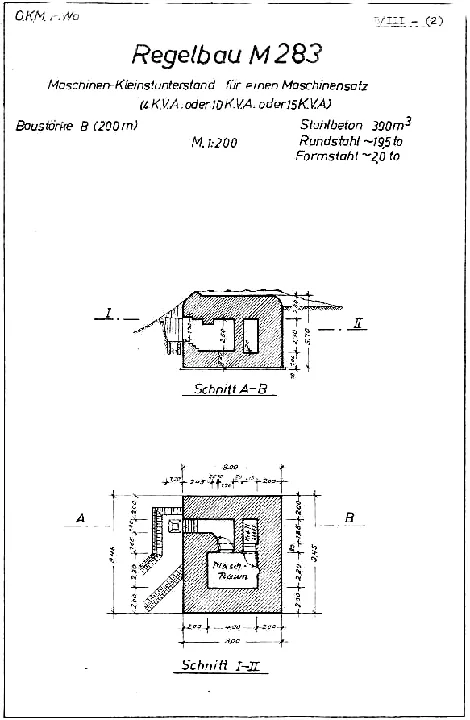 Bunkertegning af M283 – Lille maskinbunker