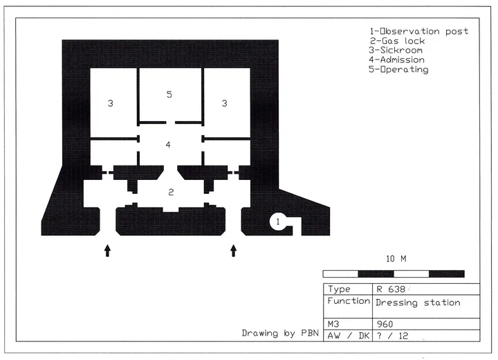 Bunkertegning af 638 – Lille sanitetsbunker