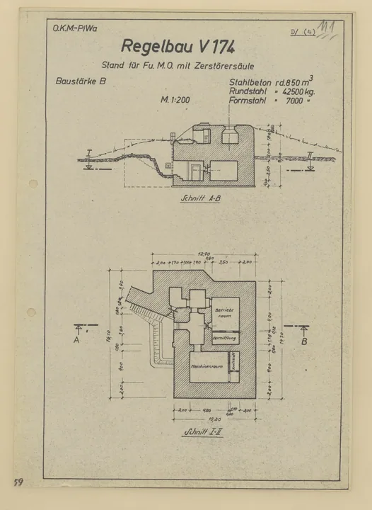 Bunkertegning af V174 – Radarbunker