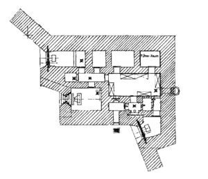 Plantegning af Regelbau 139a – Stilling til 4,7cm Festungspak(t) og maskinkanon